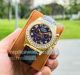 PPM Super Copy Rolex Cosmo Daytona Blue Face Diamond Gold Case Leather Strap Watch (2)_th.jpg